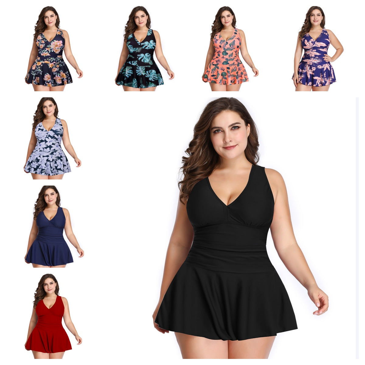 EcoVie Rochie de baie din două piese, Plus size, Care subțiază și ascunde burtica